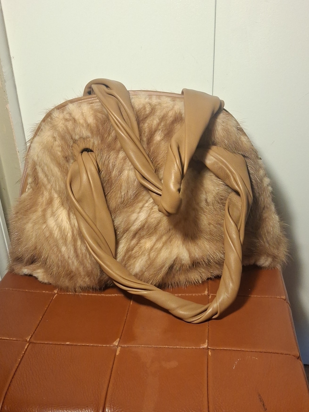 PAOLO MASI mink Fur Leather Trim Bag